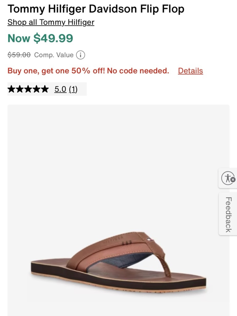 Tommy Hilfiger Brown Davidson Flip Flops Men’s Size 12